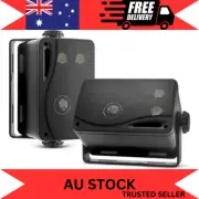 3.5" 200W 3-Way Weatherproof Mini Box Speakers Black Pair Outdoor/Indoor Audio