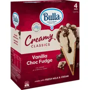 Bulla Creamy Classics Cones Vanilla Fudge 4 pack