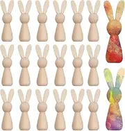 Wooden Bunny Dolls, Easter Wooden Bunny Cutout for Easter Craft, Unfinished Wood Blank Peeps Rabbit Sign, Easter Peg Dolls Rabbit Dolls Figurines for Painting Decorations