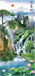 Door Stickers Chinese Style Ink Wash Painting Door Stickers Floral Wallpaper Decal Waterproof Self-Adhesive Home Bedroom(N,85x215cm)