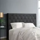 Double Size Headboard Button Tufted Bedhead Fabric Foam Padded Sturdy Frame
