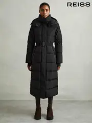 Reiss Black Dalby Longline Hooded Puffer Coat (E80211) | $810