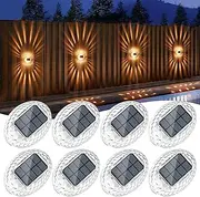 Quntis Solar Wall Lights, Waterproof Outdoor Lights for Fence, Balcony, Terrace, Wall, Stairs - 360° Solar Garden Decor, Warm White Lighting - 6 Pack
