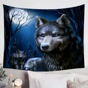 Art Painting Wolves Night Tapestry