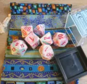 Chessex Lab: Festive Polyhedral Pop Art/Red 7-Die set with Festive Dice Bag