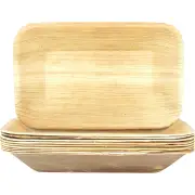 Natural Palm Leaf Rectangular Plates (Pack of 10)
