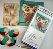 Two WonderArt Owl Latch Hook Kits, Hoot Hoot (1 Sealed & 1 Opened), plus Tool!