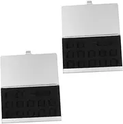 SEWACC 2Pcs Alloy Nano Sim Card Holder with Needle Slot Data Container Compact Memory Storage Case for Travel Silver