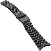 [ENGSH] Stainless Steel 22mm Watch Strap for Samurai King SRPE Folding Buckle Solid Arc Ends Watch Band