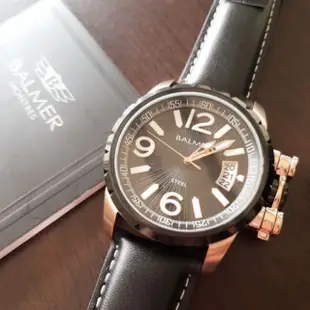 【小川堂】7956 BALMER 瑞士 賓馬 放射光感真皮腕錶 特殊設計 經典款 男錶