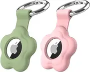 [2 Pack] ZANZER for Apple Airtag Holder, Airtag Case Carabiner, Protective AirTag Keychain Silicon with Anti-Lost Keychain,Anti-Drop Scratch Airtag Holder Keychain Accessories for Kids Pets Backpacks