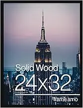 Frame Amo Black 24x32 Solid Wood Poster Frame, 1 inch Wide Border, Acrylic Front