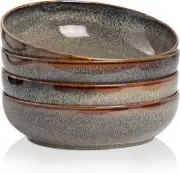 30oz Pasta bowls set - 8" serving - salad bowl 8 inch, Caramel Brown