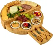 Indian Traditional Cheese Board Platter Set Bamboo Swivel Round Platter