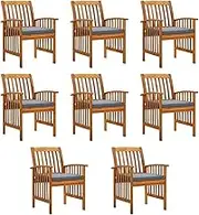 Garden Dining Chairs 8 pcs with Cushions Solid Wood Acacia,Outdoor Chairs 76.2KG-3120449