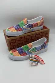 NEW Vans Pride Classic Slip-On Men Multicolor white shoes Men 7.5 Women 9 Box NI