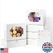 Shallive 50 Pcs Bakery Boxes 8-In with Windows, Cookie Boxes White for Chocol