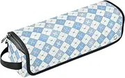 FRODOTGV Blue Chessboard Hot Hair Tools Travel Bag with Iron Mat Dustproof Travel Hair Straightener Bag for Flat Irons, Straighteners, Curling Irons Portable Organizer