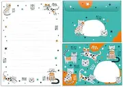 Stationery Set for Kids Funny Cats Animals Letter Pad with Envelope for Girls and Boys (A5 Pad with 25 Sheets + 15 Envelopes)