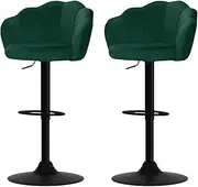 [Artiss] Bar Stools Stool Set of 2 Adjustable Kitchen Swivel Counter Barstools Dining Chair Chairs Gas Lift Velvet Green Nessah in 62-78cm Seat Height Floor for Home Bar Dining Room Cafe Outdoor Indoor