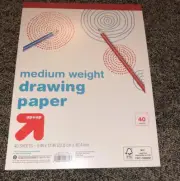 Medium Weight Drawing Paper Notebook Pad 9x12”. White. 40 Sheets. New With Tag