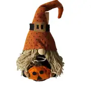 Halloween Gnome Plush Shelf Sitter Pumpkin Table Decor 11 inch Dwarf Elf Spooky