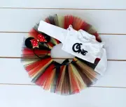 Minnie Mouse Cake Smash Outfit - 3 Piece First Birthday Set Red, Black & Yellow