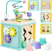 Wooden Activity Cube Montessori Toys for Baby Toys 12 Months Toddlers 1-3 Birthday Gift Boys Girls Sensory Interactive Learning Toys