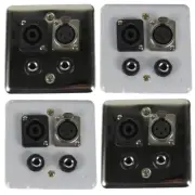 4Pcs XLR 3-Pin Female 6.35mm 1/4" Stereo Speakon Wall Platesfor Audio DJ Cables