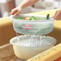 在飛比找樂天市場購物網優惠-日本進口加厚雙層洗菜籃瀝水籃塑料廚房洗菜盆大號創意水果盤果籃