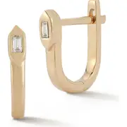 Dana Rebecca Designs Sadie Pearl Baguette Diamond Hexagonal Hoop Earrings in Yellow Gold at Nordstrom One Size