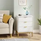 BYBLIGHT Nightstand Bedside Table 25.8" x 19.7" 3-Drawers Particle Board White