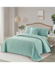 Bibb Home 4pc Solid Quilt Set with Cushion