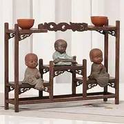 Chicken Wing Wood Small Antique Shelf Solid Wood Chinese Style Duobao Pavilion Purple Clay Pot Tea Set Shelf Storage Rack Ornaments,D
