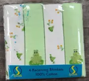 Baby Spasilk New 4pk Green Frog Receiving Blankets