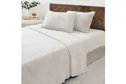 Luxor White Teddy Bear Fleece Fitted Flat Sheet + Pillowcase Set