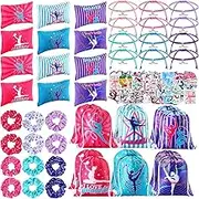 Abbylike 49 Pcs Gymnastics Party Favor Set 12 Makeup Bag 12 Bracelet 12 Drawstring Backpack 12 Hair Ties 1 Set Gymnastic Stickers for Women Girl Gym Sport Yoga