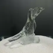 BIG Toucan Bird on Log Paperweight Clear Controlled Bubbles Art Glass