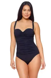 Bleu Rod Beattie Kore Shirred Bandeau One Piece Black Size 8 New