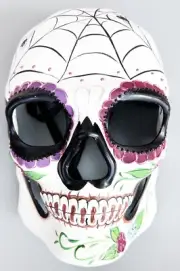 Day of the Dead Mask Dia de los Muertos Spider Green Leaves Papier Mache' Skull