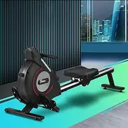 FINEX Foldable Rowing Machine for Home Use Rower Aluminium Glide Rail Magnetic 16 Resistance Level 150KG Weight Capacity System for Home Fitness
