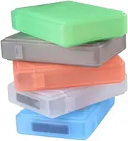 SEWACC 5Pcs Hard Drive Storage Box Durable Plastic Hard Disk Protector White Blue Green Orange Grey Easy Open Design for Secure Hard Drive Organization