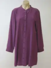 EILEEN FISHER Silk Crepe De Chine POMGR Mandarin Collar Tunic PP Petite NWT $218