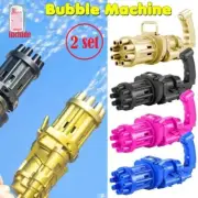AU 2x Kids Automatic Gatling Bubble Gun Toys Soap Water Bubble Machine 2-in-1
