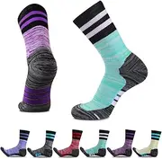[Heatuff] Womens 6 Pack Hiking Crew Socks Performance Athletic Cushion Outdoor Trekking Sock