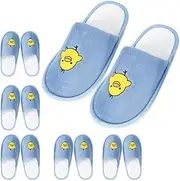 NUHUi 6 Pairs of Spa Disposable Slippers for 4-8 Years Kids Indoor House Hotel Slippers for Children Guests Kid Spa Smiley Yellow Chicken Face Slipper, Blue, 4.5-5 Years Big Kid, Blue, 4.5-5 Years Big