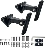 Speaker Wall Mount, Wall Speaker Mount ，All Metal Speaker Wall Mount Brackets for Small Speakers Swivel & Tilt,Hold up to 15 lbs，DX-151 (2Packs， Black)