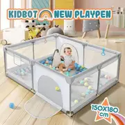 Baby Playpen Pen Fence Playground Activity Centre Safety Enclosure Gate Barrier Play Room Yard 150x180cm