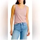 NWT Madewell Whisper Cotton Scoopneck Tank Top Mauve Pastel , size M