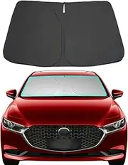 Windshield Sun Shade for 2019-2024 2025 Mazda 3 Foldable Car Front Window Sunshade Accessories 240 T Sun Visor Protector Reflective Cover Block UV Rays & Sun Heat